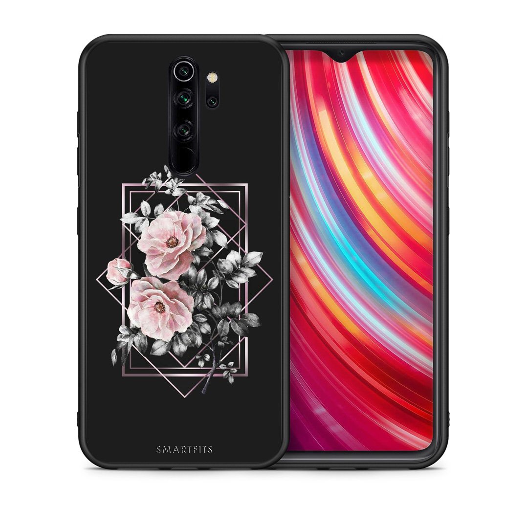 Θήκη Xiaomi Redmi Note 8 Pro Frame Flower από τη Smartfits με σχέδιο στο πίσω μέρος και μαύρο περίβλημα | Xiaomi Redmi Note 8 Pro Frame Flower case with colorful back and black bezels