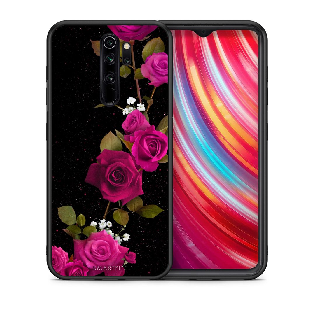 Θήκη Xiaomi Redmi Note 8 Pro Red Roses Flower από τη Smartfits με σχέδιο στο πίσω μέρος και μαύρο περίβλημα | Xiaomi Redmi Note 8 Pro Red Roses Flower case with colorful back and black bezels