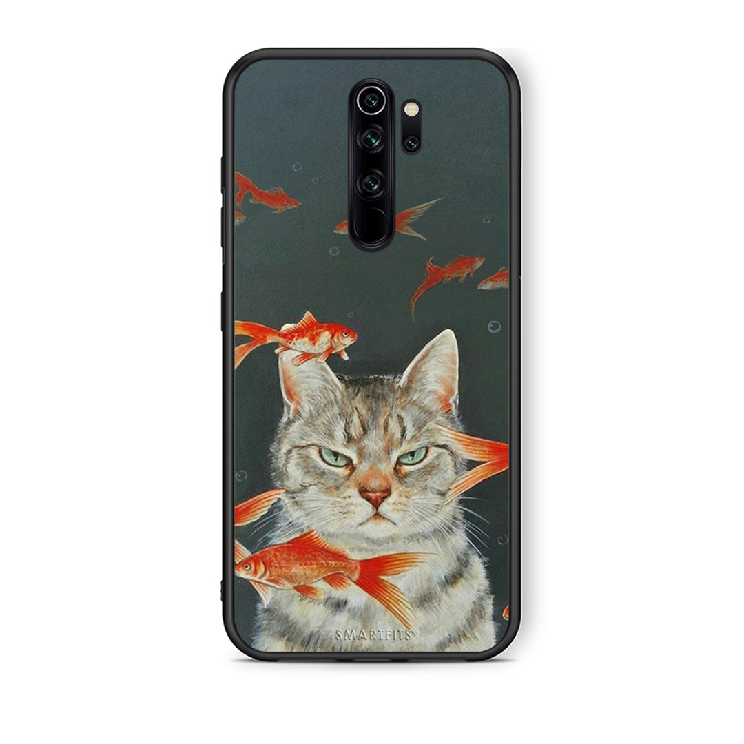 Xiaomi Redmi Note 8 Pro Cat Goldfish θήκη από τη Smartfits με σχέδιο στο πίσω μέρος και μαύρο περίβλημα | Smartphone case with colorful back and black bezels by Smartfits