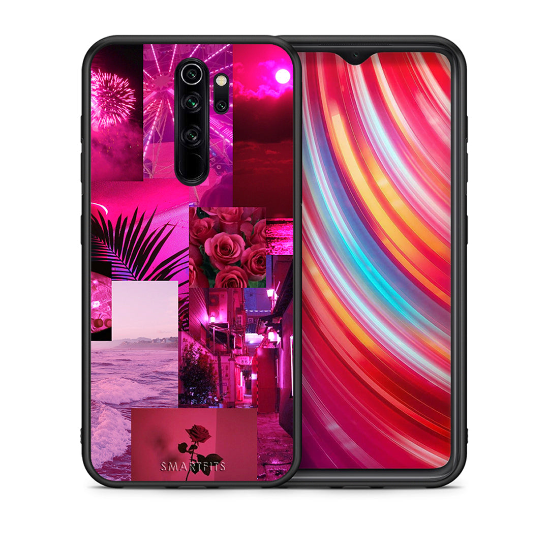 Θήκη Αγίου Βαλεντίνου Xiaomi Redmi Note 8 Pro Collage Red Roses από τη Smartfits με σχέδιο στο πίσω μέρος και μαύρο περίβλημα | Xiaomi Redmi Note 8 Pro Collage Red Roses case with colorful back and black bezels