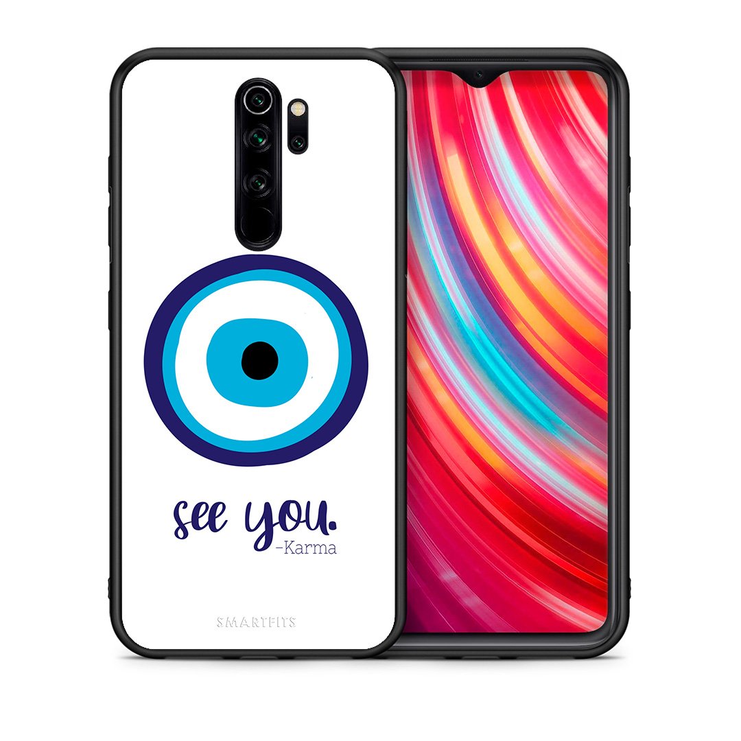 Θήκη Xiaomi Redmi Note 8 Pro Karma Says από τη Smartfits με σχέδιο στο πίσω μέρος και μαύρο περίβλημα | Xiaomi Redmi Note 8 Pro Karma Says case with colorful back and black bezels