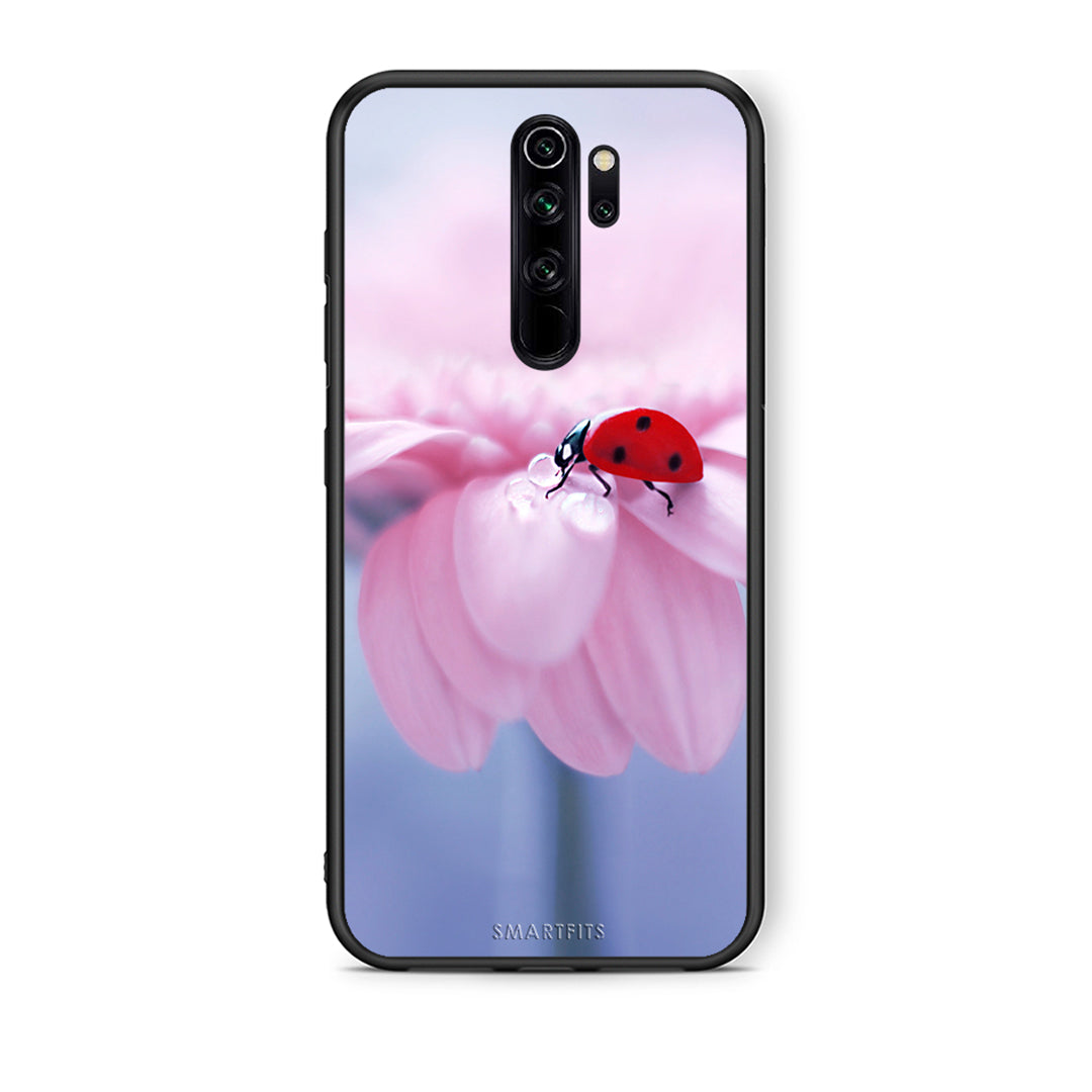 Xiaomi Redmi Note 8 Pro Ladybug Flower θήκη από τη Smartfits με σχέδιο στο πίσω μέρος και μαύρο περίβλημα | Smartphone case with colorful back and black bezels by Smartfits
