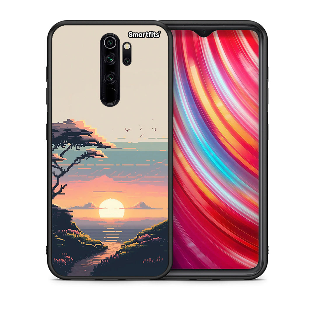 Θήκη Xiaomi Redmi Note 8 Pro Pixel Sunset από τη Smartfits με σχέδιο στο πίσω μέρος και μαύρο περίβλημα | Xiaomi Redmi Note 8 Pro Pixel Sunset case with colorful back and black bezels