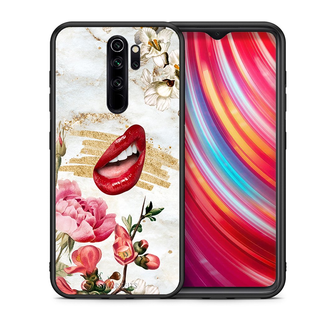 Θήκη Xiaomi Redmi Note 8 Pro Red Lips από τη Smartfits με σχέδιο στο πίσω μέρος και μαύρο περίβλημα | Xiaomi Redmi Note 8 Pro Red Lips case with colorful back and black bezels