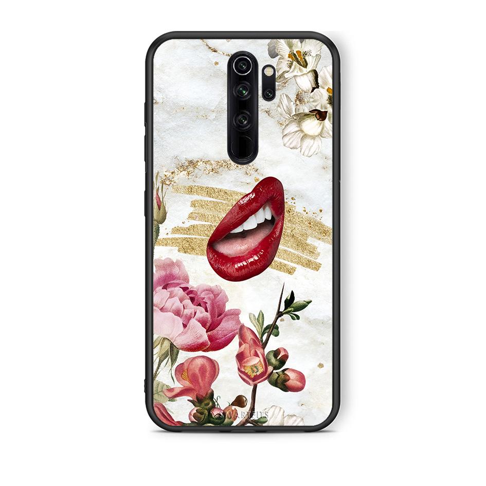 Xiaomi Redmi Note 8 Pro Red Lips θήκη από τη Smartfits με σχέδιο στο πίσω μέρος και μαύρο περίβλημα | Smartphone case with colorful back and black bezels by Smartfits