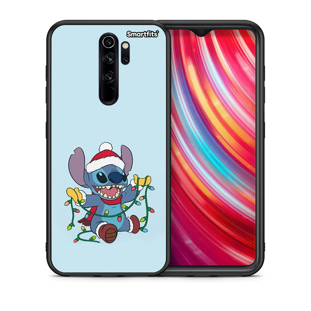 Θήκη Xiaomi Redmi Note 8 Pro Santa Stich από τη Smartfits με σχέδιο στο πίσω μέρος και μαύρο περίβλημα | Xiaomi Redmi Note 8 Pro Santa Stich case with colorful back and black bezels