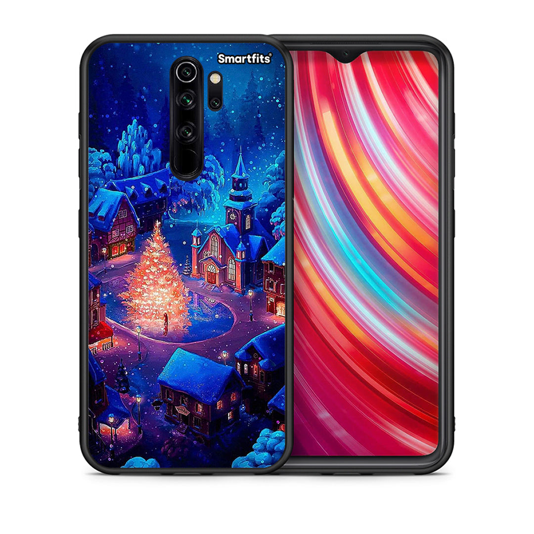 Θήκη Xiaomi Redmi Note 8 Pro Xmas Village από τη Smartfits με σχέδιο στο πίσω μέρος και μαύρο περίβλημα | Xiaomi Redmi Note 8 Pro Xmas Village case with colorful back and black bezels