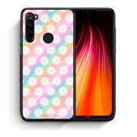 Thumbnail for Θήκη Xiaomi Redmi Note 8 White Daisies από τη Smartfits με σχέδιο στο πίσω μέρος και μαύρο περίβλημα | Xiaomi Redmi Note 8 White Daisies case with colorful back and black bezels
