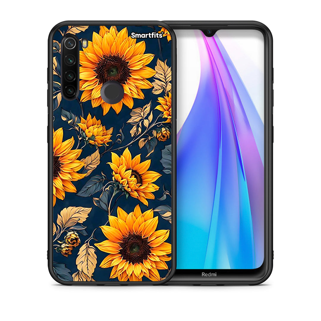 Θήκη Xiaomi Redmi Note 8T Autumn Sunflowers από τη Smartfits με σχέδιο στο πίσω μέρος και μαύρο περίβλημα | Xiaomi Redmi Note 8 Autumn Sunflowers case with colorful back and black bezels