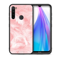 Thumbnail for Θήκη Xiaomi Redmi Note 8T Pink Feather Boho από τη Smartfits με σχέδιο στο πίσω μέρος και μαύρο περίβλημα | Xiaomi Redmi Note 8T Pink Feather Boho case with colorful back and black bezels