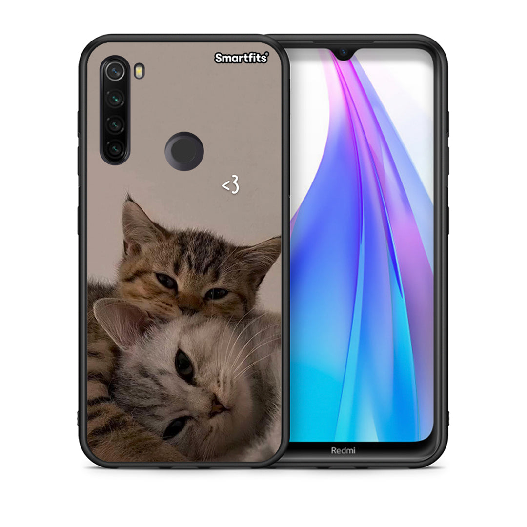 Θήκη Xiaomi Redmi Note 8T Cats In Love από τη Smartfits με σχέδιο στο πίσω μέρος και μαύρο περίβλημα | Xiaomi Redmi Note 8 Cats In Love case with colorful back and black bezels