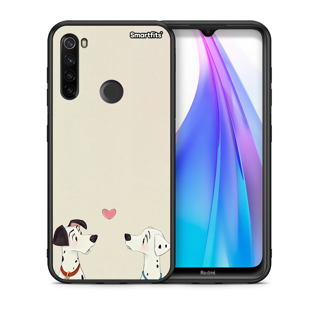 Θήκη Xiaomi Redmi Note 8T Dalmatians Love από τη Smartfits με σχέδιο στο πίσω μέρος και μαύρο περίβλημα | Xiaomi Redmi Note 8 Dalmatians Love case with colorful back and black bezels