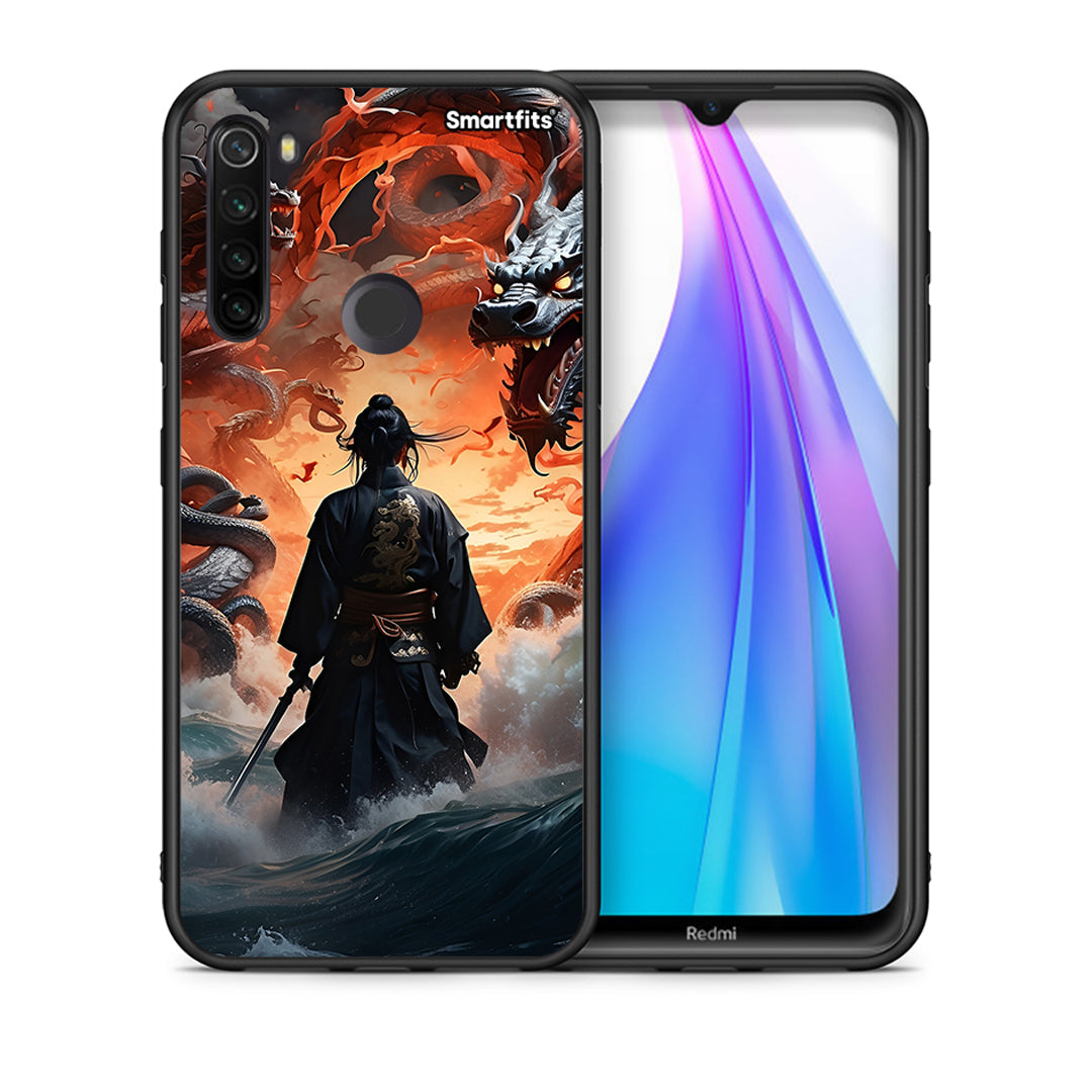 Θήκη Xiaomi Redmi Note 8T Dragons Fight από τη Smartfits με σχέδιο στο πίσω μέρος και μαύρο περίβλημα | Xiaomi Redmi Note 8 Dragons Fight case with colorful back and black bezels