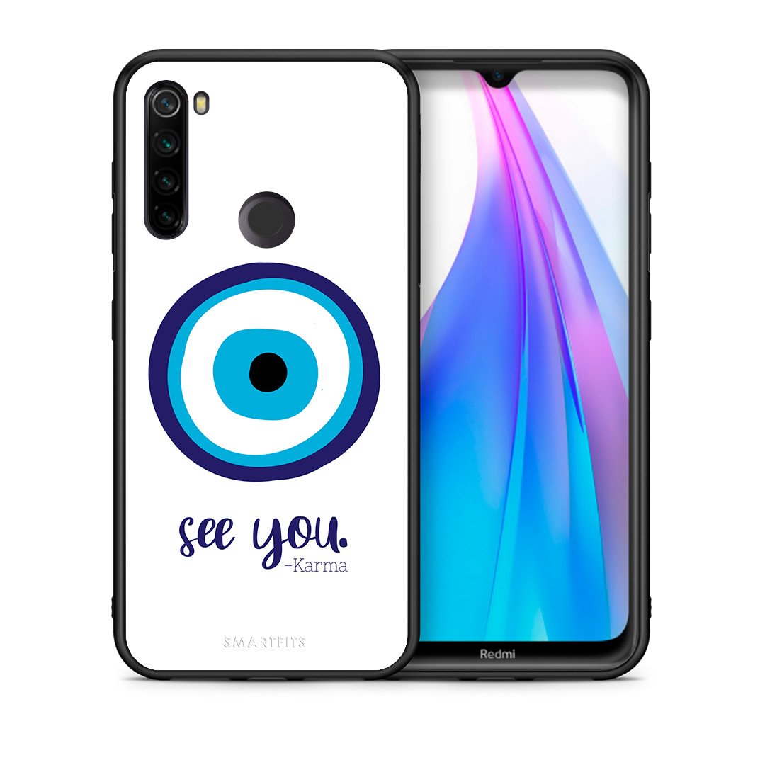 Θήκη Xiaomi Redmi Note 8T Karma Says από τη Smartfits με σχέδιο στο πίσω μέρος και μαύρο περίβλημα | Xiaomi Redmi Note 8 Karma Says case with colorful back and black bezels