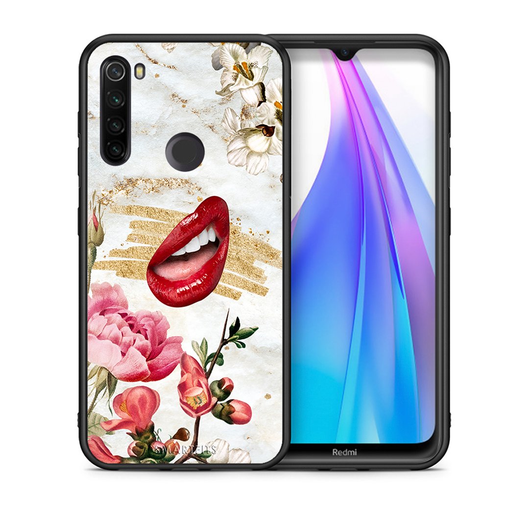 Θήκη Xiaomi Redmi Note 8T Red Lips από τη Smartfits με σχέδιο στο πίσω μέρος και μαύρο περίβλημα | Xiaomi Redmi Note 8 Red Lips case with colorful back and black bezels