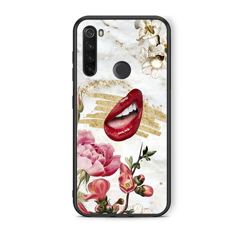 Xiaomi Redmi Note 8T Red Lips θήκη από τη Smartfits με σχέδιο στο πίσω μέρος και μαύρο περίβλημα | Smartphone case with colorful back and black bezels by Smartfits