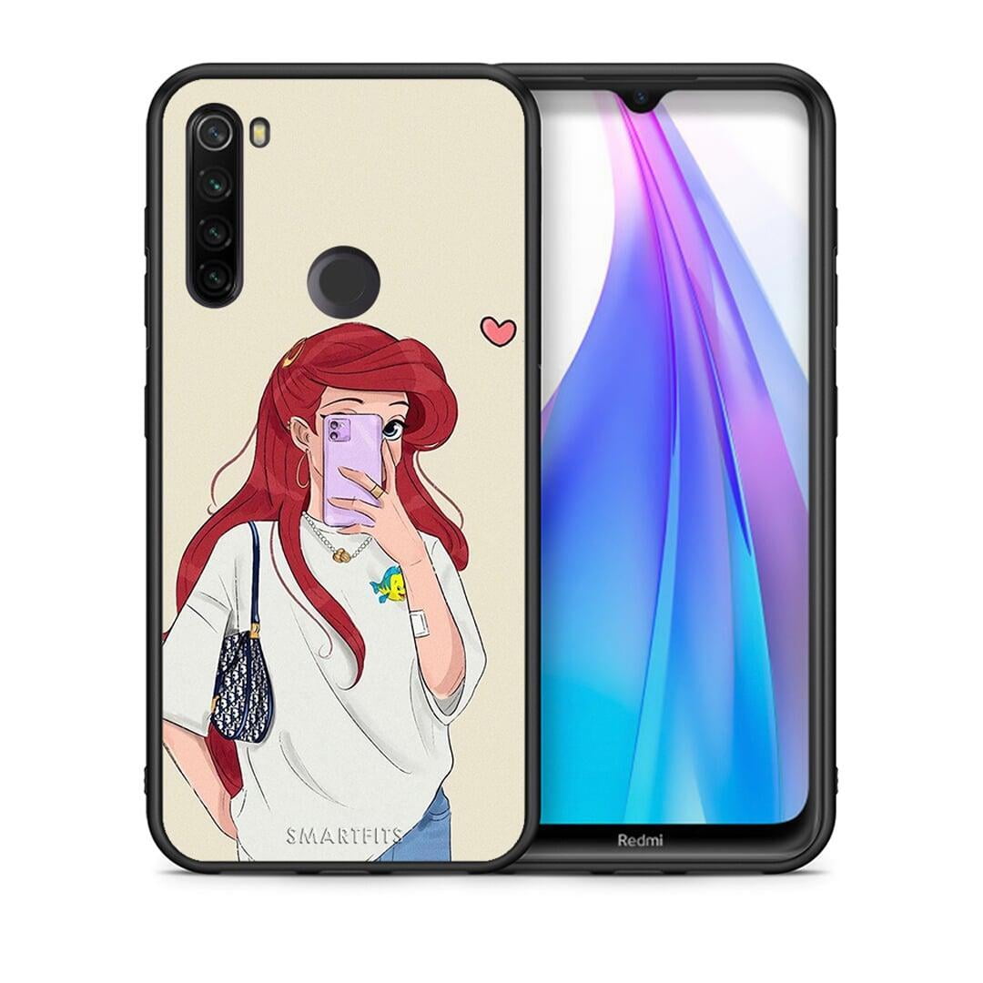 Θήκη Xiaomi Redmi Note 8T Walking Mermaid από τη Smartfits με σχέδιο στο πίσω μέρος και μαύρο περίβλημα | Xiaomi Redmi Note 8 Walking Mermaid case with colorful back and black bezels