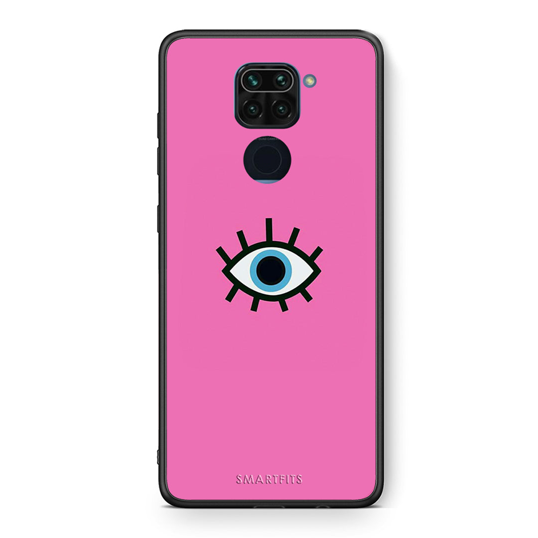 Θήκη Xiaomi Redmi Note 9 Blue Eye Pink από τη Smartfits με σχέδιο στο πίσω μέρος και μαύρο περίβλημα | Xiaomi Redmi Note 9 Blue Eye Pink case with colorful back and black bezels