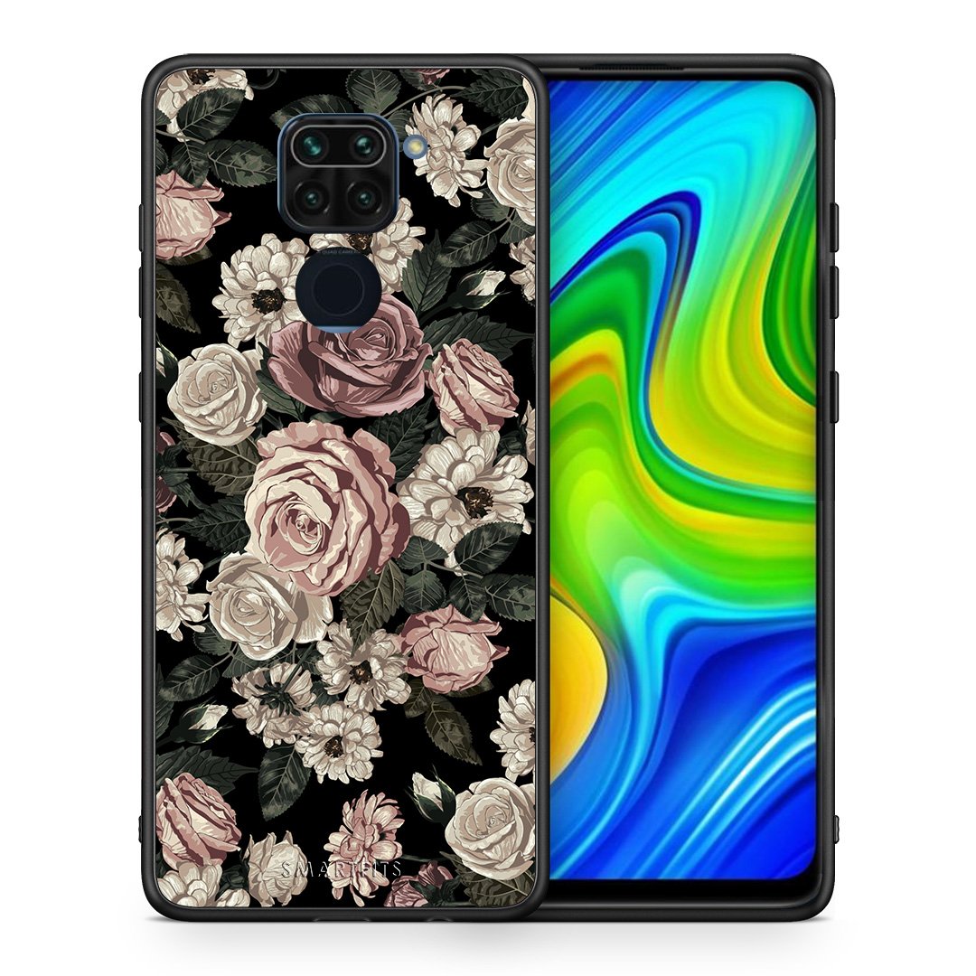 Θήκη Xiaomi Redmi Note 9 Wild Roses Flower από τη Smartfits με σχέδιο στο πίσω μέρος και μαύρο περίβλημα | Xiaomi Redmi Note 9 Wild Roses Flower case with colorful back and black bezels