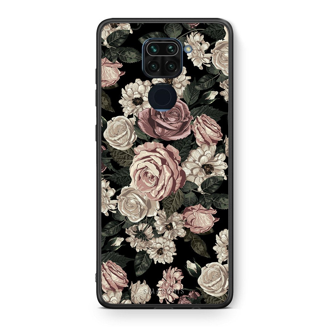 Θήκη Xiaomi Redmi Note 9 Wild Roses Flower από τη Smartfits με σχέδιο στο πίσω μέρος και μαύρο περίβλημα | Xiaomi Redmi Note 9 Wild Roses Flower case with colorful back and black bezels