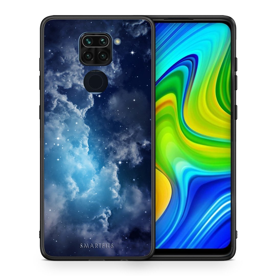 Θήκη Xiaomi Redmi Note 9 Blue Sky Galaxy από τη Smartfits με σχέδιο στο πίσω μέρος και μαύρο περίβλημα | Xiaomi Redmi Note 9 Blue Sky Galaxy case with colorful back and black bezels