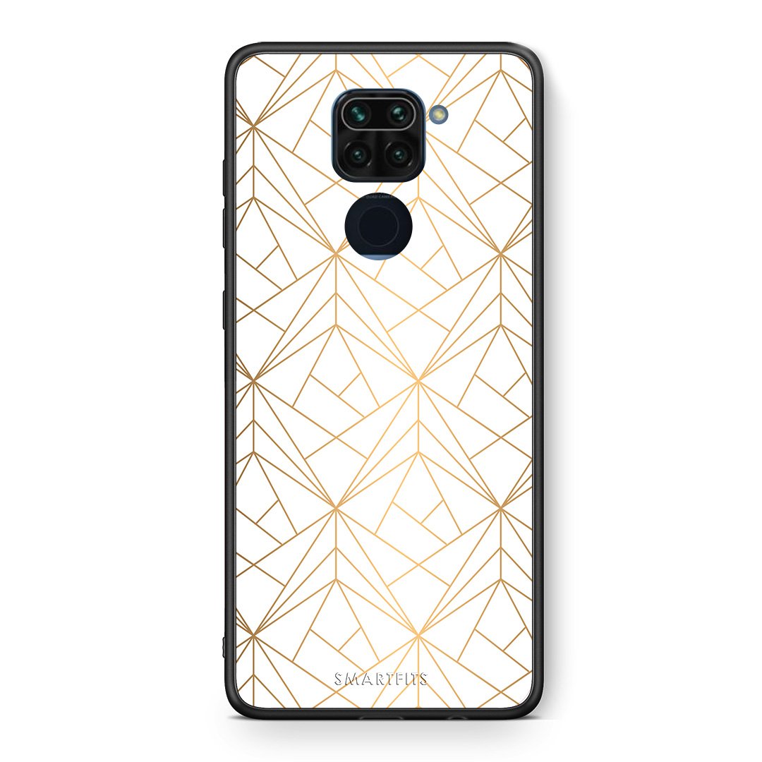 Θήκη Xiaomi Redmi Note 9 Luxury White Geometric από τη Smartfits με σχέδιο στο πίσω μέρος και μαύρο περίβλημα | Xiaomi Redmi Note 9 Luxury White Geometric case with colorful back and black bezels