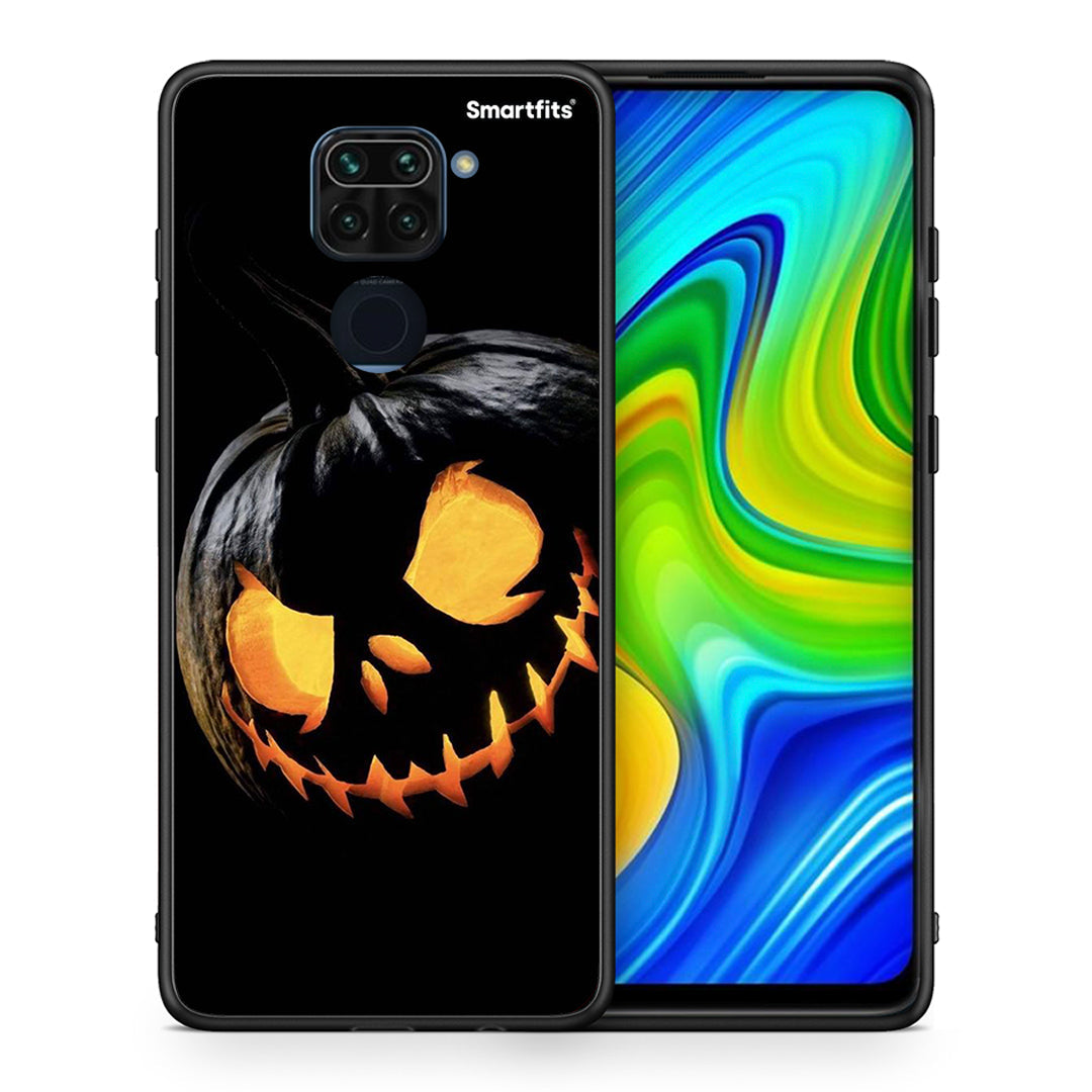 Θήκη Xiaomi Redmi Note 9 Halloween Scary Pumpkin από τη Smartfits με σχέδιο στο πίσω μέρος και μαύρο περίβλημα | Xiaomi Redmi Note 9 Halloween Scary Pumpkin case with colorful back and black bezels