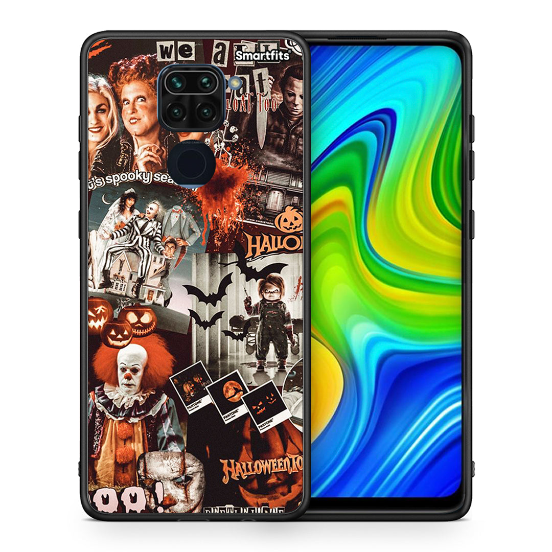 Θήκη Xiaomi Redmi Note 9 Halloween Spooky Season από τη Smartfits με σχέδιο στο πίσω μέρος και μαύρο περίβλημα | Xiaomi Redmi Note 9 Halloween Spooky Season case with colorful back and black bezels