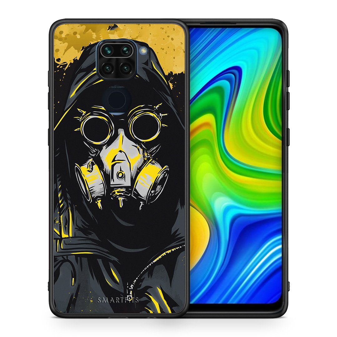 Θήκη Xiaomi Redmi Note 9 Mask PopArt από τη Smartfits με σχέδιο στο πίσω μέρος και μαύρο περίβλημα | Xiaomi Redmi Note 9 Mask PopArt case with colorful back and black bezels