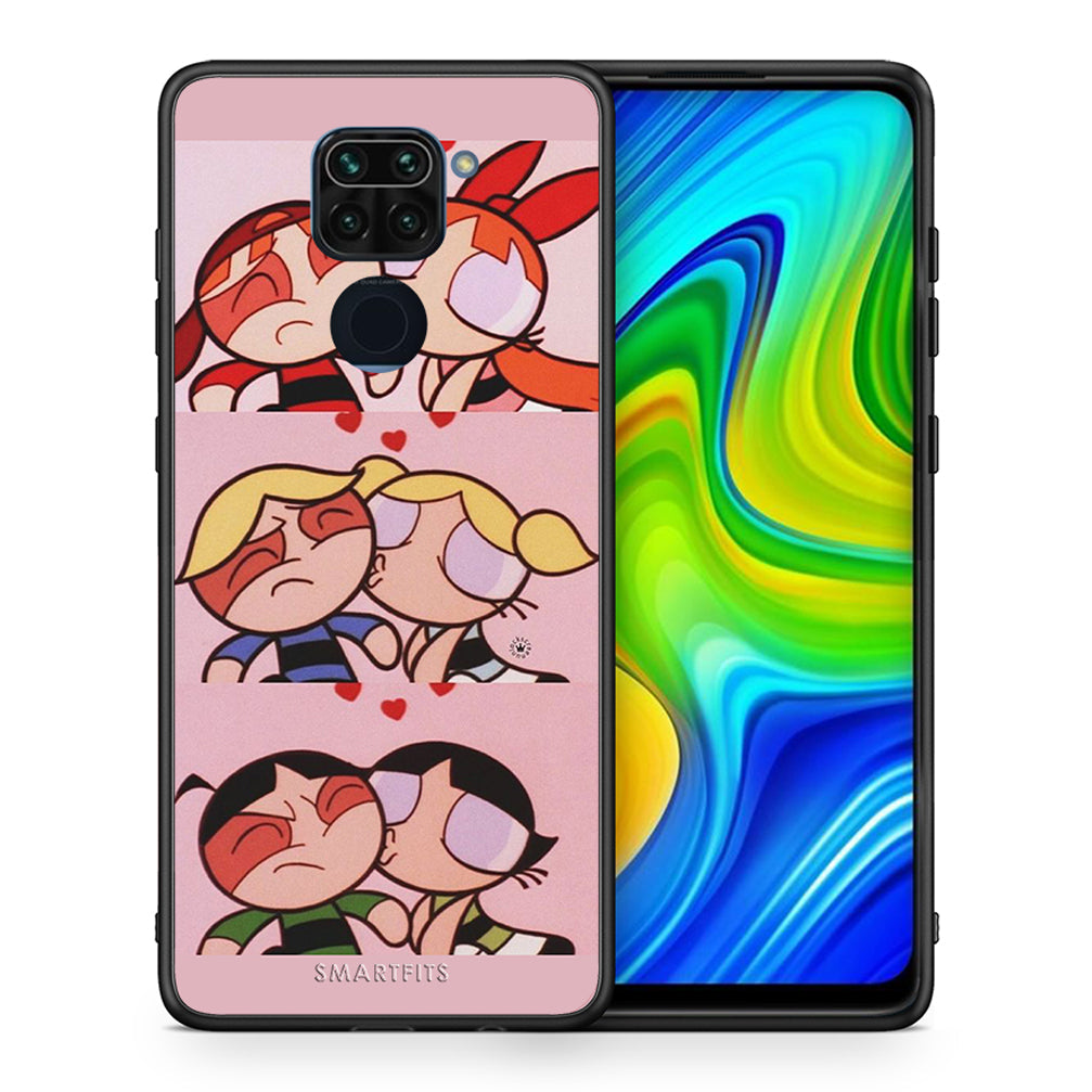 Θήκη Αγίου Βαλεντίνου Xiaomi Redmi Note 9 Puff Love από τη Smartfits με σχέδιο στο πίσω μέρος και μαύρο περίβλημα | Xiaomi Redmi Note 9 Puff Love case with colorful back and black bezels