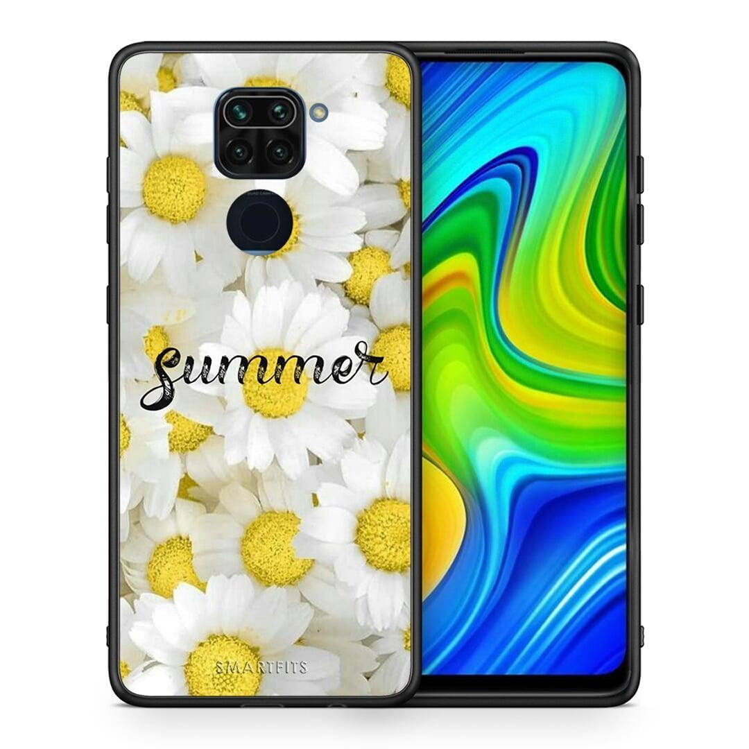 Θήκη Xiaomi Redmi Note 9 Summer Daisies από τη Smartfits με σχέδιο στο πίσω μέρος και μαύρο περίβλημα | Xiaomi Redmi Note 9 Summer Daisies case with colorful back and black bezels