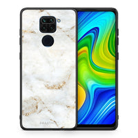 Thumbnail for Θήκη Xiaomi Redmi Note 9 White Gold Marble από τη Smartfits με σχέδιο στο πίσω μέρος και μαύρο περίβλημα | Xiaomi Redmi Note 9 White Gold Marble case with colorful back and black bezels