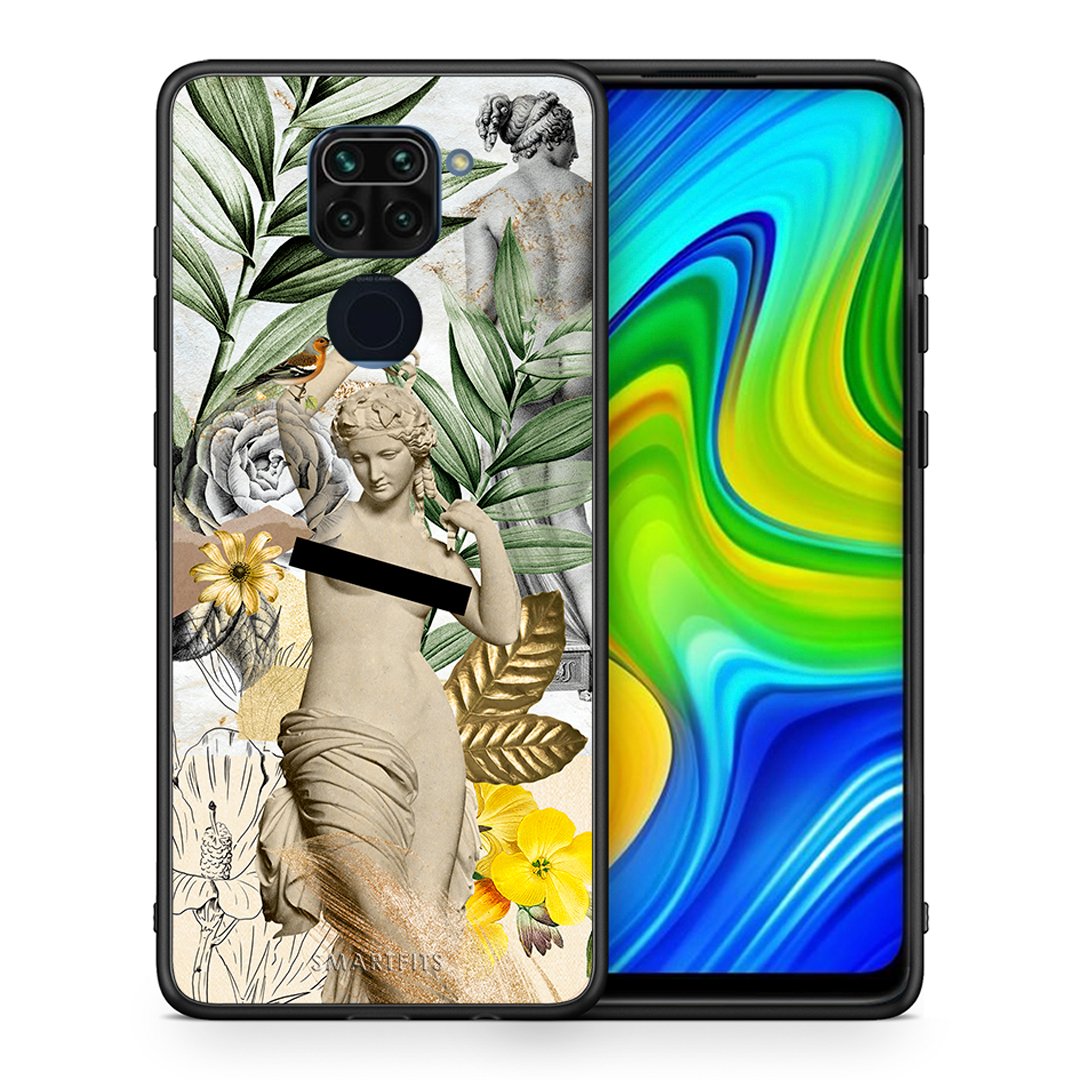 Θήκη Xiaomi Redmi Note 9 Woman Statue από τη Smartfits με σχέδιο στο πίσω μέρος και μαύρο περίβλημα | Xiaomi Redmi Note 9 Woman Statue case with colorful back and black bezels