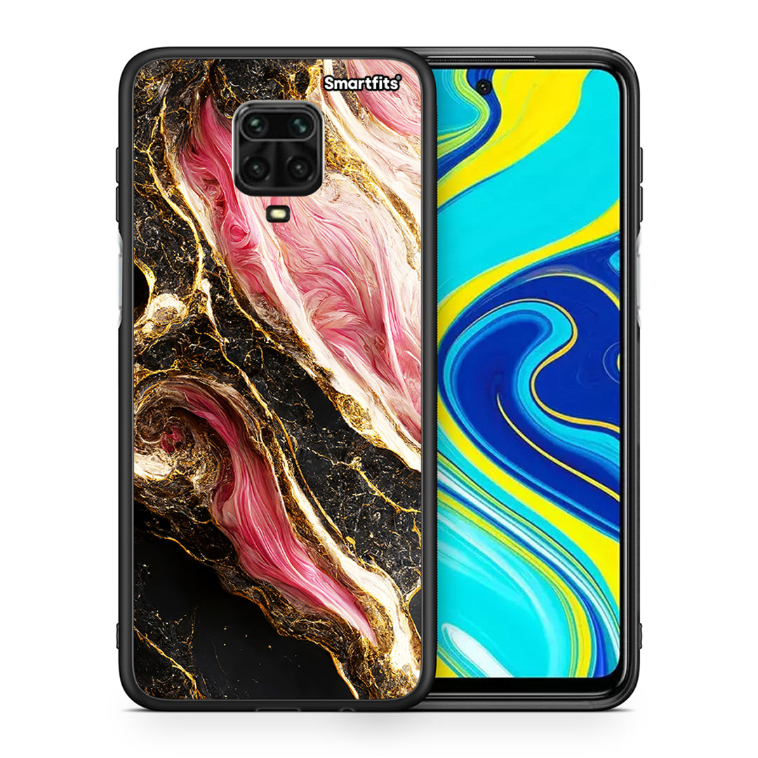 Θήκη Xiaomi Redmi Note 9S / 9 Pro Glamorous Pink Marble από τη Smartfits με σχέδιο στο πίσω μέρος και μαύρο περίβλημα | Xiaomi Redmi Note 9S / 9 Pro Glamorous Pink Marble case with colorful back and black bezels