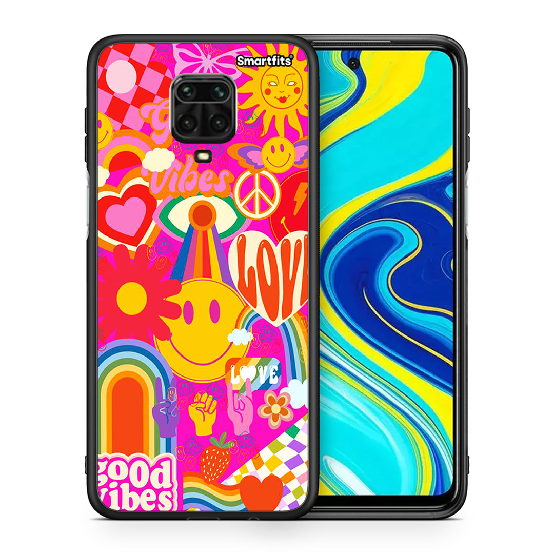 Θήκη Xiaomi Redmi Note 9S / 9 Pro Hippie Love από τη Smartfits με σχέδιο στο πίσω μέρος και μαύρο περίβλημα | Xiaomi Redmi Note 9S / 9 Pro Hippie Love case with colorful back and black bezels