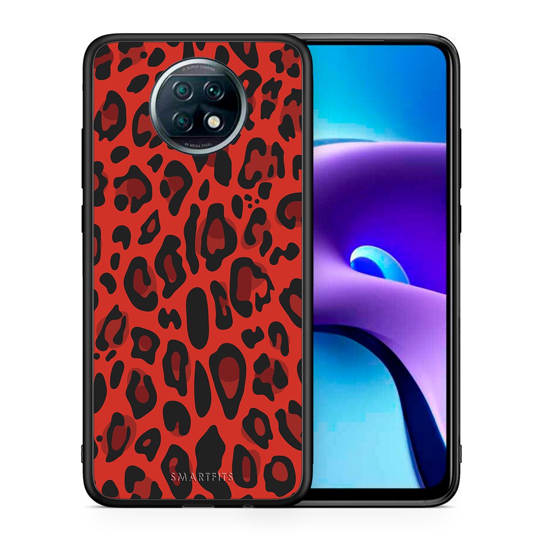 Θήκη Xiaomi Redmi Note 9T Red Leopard Animal από τη Smartfits με σχέδιο στο πίσω μέρος και μαύρο περίβλημα | Xiaomi Redmi Note 9T Red Leopard Animal case with colorful back and black bezels