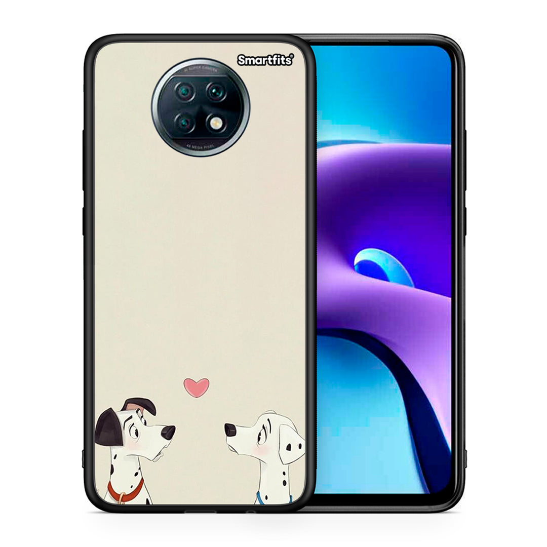 Θήκη Xiaomi Redmi Note 9T Dalmatians Love από τη Smartfits με σχέδιο στο πίσω μέρος και μαύρο περίβλημα | Xiaomi Redmi Note 9T Dalmatians Love case with colorful back and black bezels