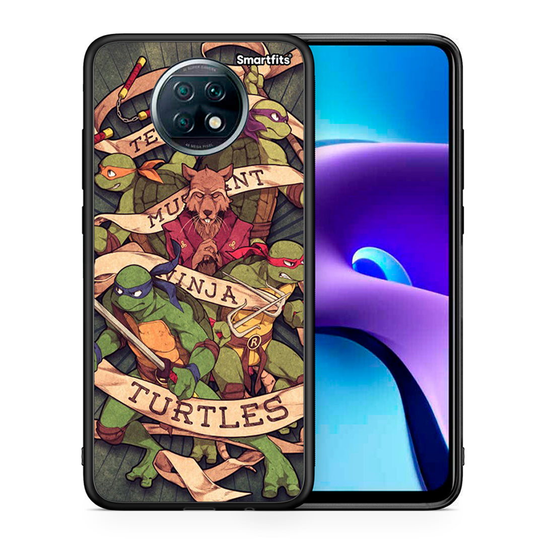 Θήκη Xiaomi Redmi Note 9T Ninja Turtles από τη Smartfits με σχέδιο στο πίσω μέρος και μαύρο περίβλημα | Xiaomi Redmi Note 9T Ninja Turtles case with colorful back and black bezels