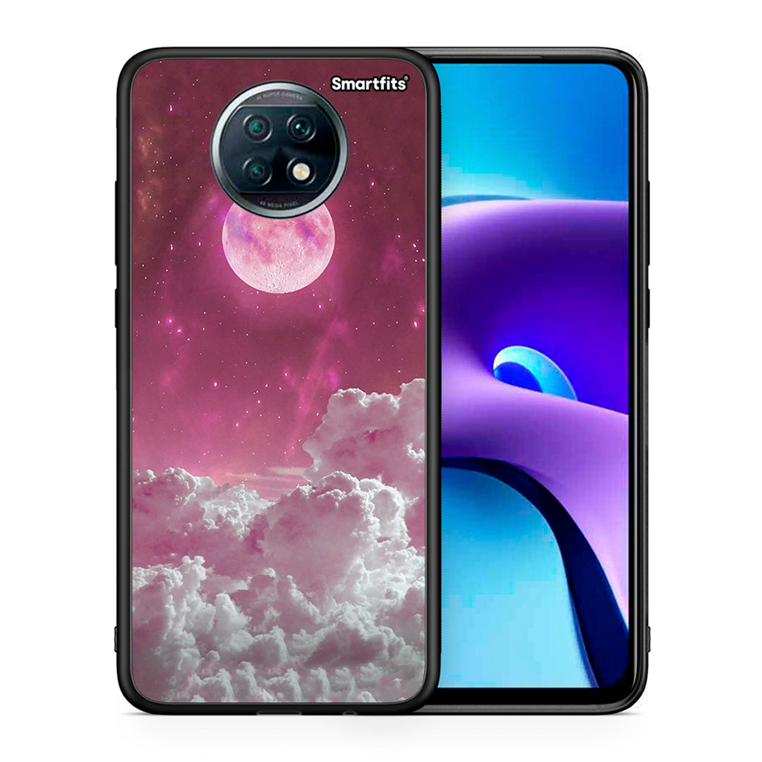 Θήκη Xiaomi Redmi Note 9T Pink Moon από τη Smartfits με σχέδιο στο πίσω μέρος και μαύρο περίβλημα | Xiaomi Redmi Note 9T Pink Moon case with colorful back and black bezels