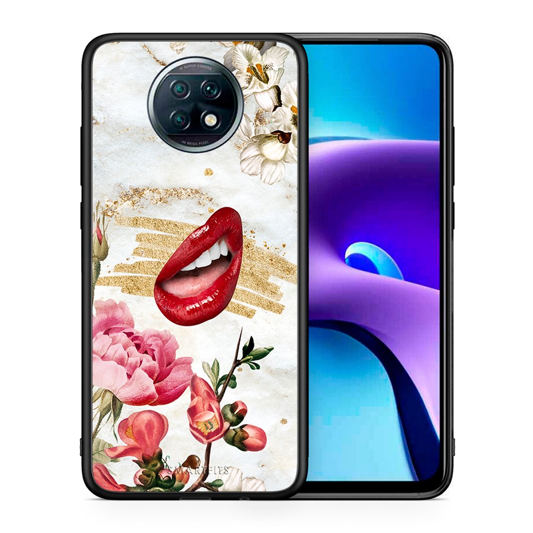 Θήκη Xiaomi Redmi Note 9T Red Lips από τη Smartfits με σχέδιο στο πίσω μέρος και μαύρο περίβλημα | Xiaomi Redmi Note 9T Red Lips case with colorful back and black bezels