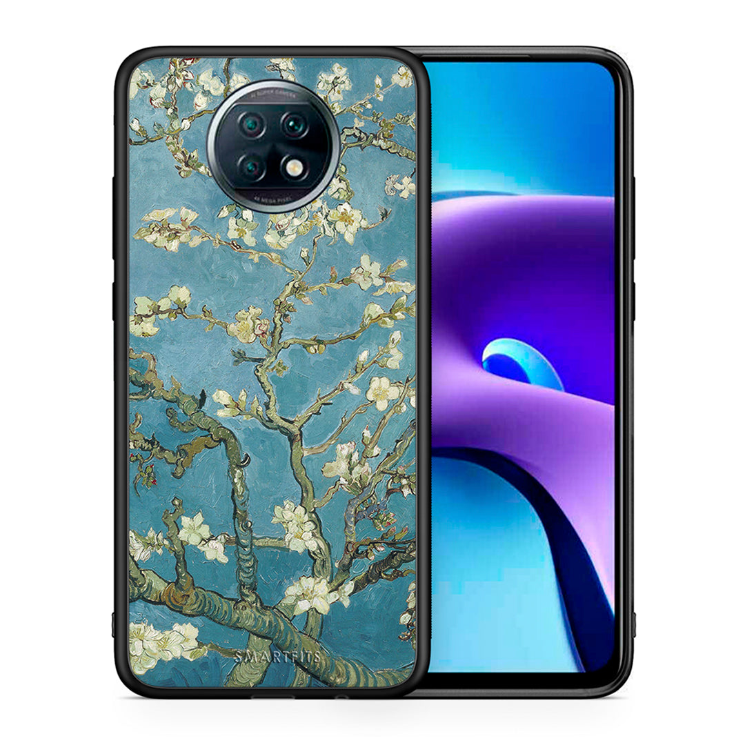 Θήκη Xiaomi Redmi Note 9T White Blossoms από τη Smartfits με σχέδιο στο πίσω μέρος και μαύρο περίβλημα | Xiaomi Redmi Note 9T White Blossoms case with colorful back and black bezels