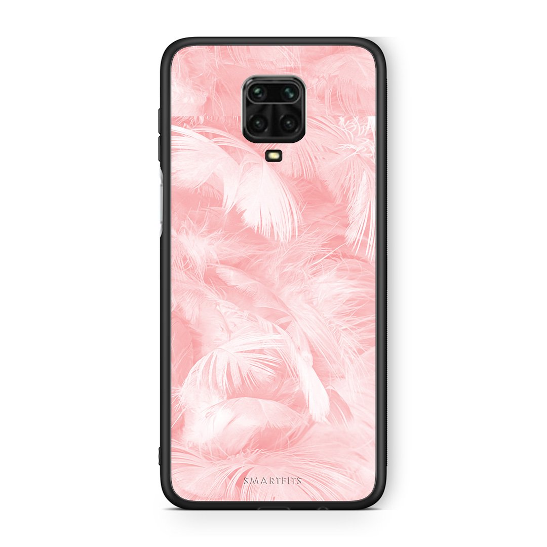 33 - Xiaomi Redmi Note 9S / 9 Pro  Pink Feather Boho case, cover, bumper