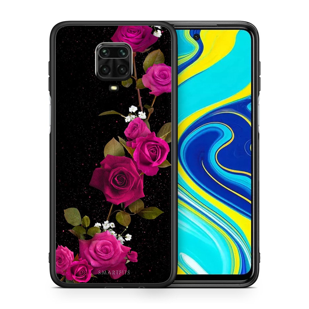 Θήκη Xiaomi Redmi Note 9S / 9 Pro Red Roses Flower από τη Smartfits με σχέδιο στο πίσω μέρος και μαύρο περίβλημα | Xiaomi Redmi Note 9S / 9 Pro Red Roses Flower case with colorful back and black bezels