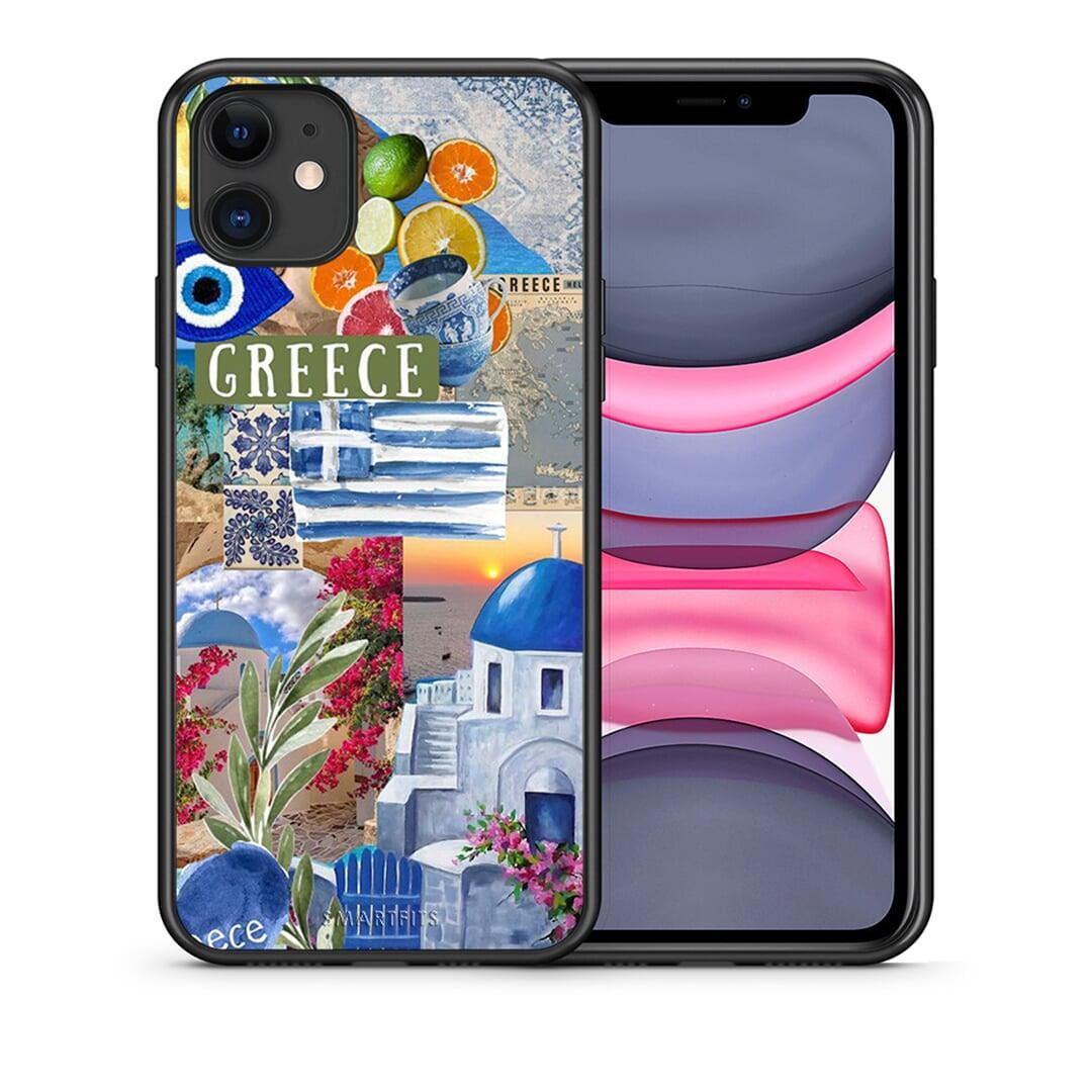 Θήκη iPhone 11 All Greek από τη Smartfits με σχέδιο στο πίσω μέρος και μαύρο περίβλημα | iPhone 11 All Greek case with colorful back and black bezels