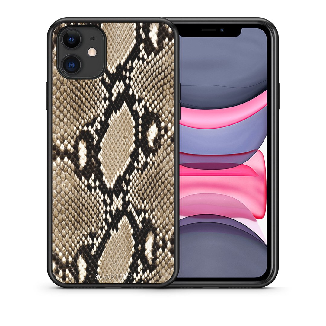 Θήκη iPhone 11 Fashion Snake Animal από τη Smartfits με σχέδιο στο πίσω μέρος και μαύρο περίβλημα | iPhone 11 Fashion Snake Animal case with colorful back and black bezels