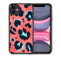 Thumbnail for Θήκη iPhone 11 Pink Leopard Animal από τη Smartfits με σχέδιο στο πίσω μέρος και μαύρο περίβλημα | iPhone 11 Pink Leopard Animal case with colorful back and black bezels