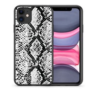 Thumbnail for Θήκη iPhone 11 White Snake Animal από τη Smartfits με σχέδιο στο πίσω μέρος και μαύρο περίβλημα | iPhone 11 White Snake Animal case with colorful back and black bezels