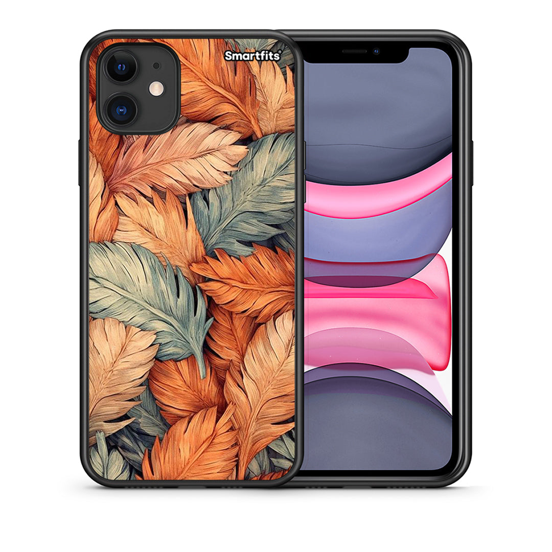 Θήκη iPhone 11 Autumn Leaves από τη Smartfits με σχέδιο στο πίσω μέρος και μαύρο περίβλημα | iPhone 11 Autumn Leaves case with colorful back and black bezels