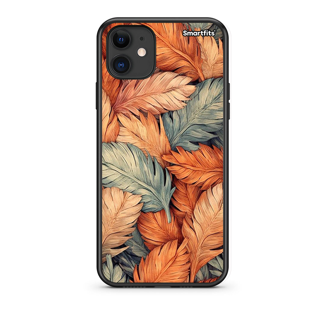 iPhone 11 Autumn Leaves Θήκη από τη Smartfits με σχέδιο στο πίσω μέρος και μαύρο περίβλημα | Smartphone case with colorful back and black bezels by Smartfits