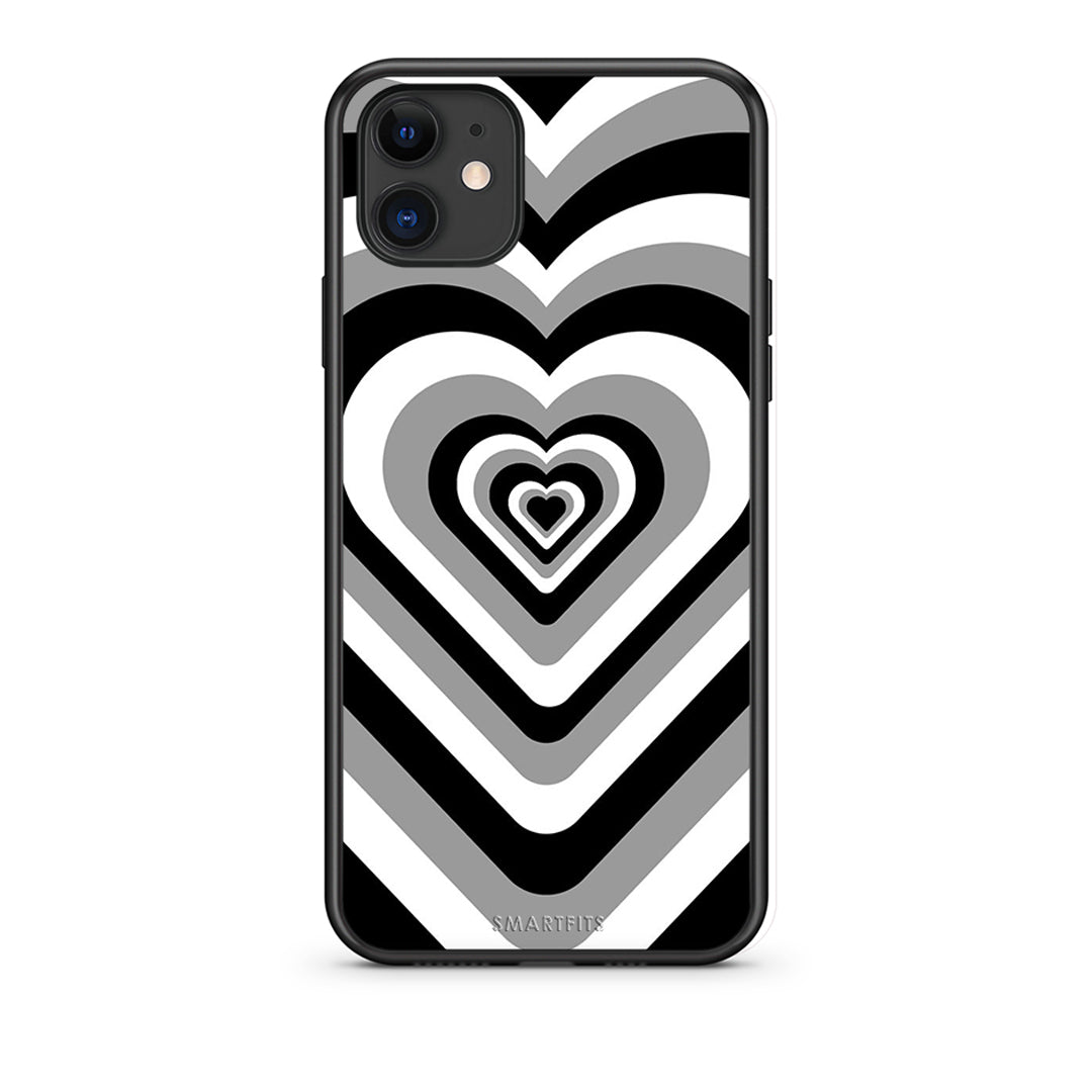 iPhone 11 Black Hearts θήκη από τη Smartfits με σχέδιο στο πίσω μέρος και μαύρο περίβλημα | Smartphone case with colorful back and black bezels by Smartfits